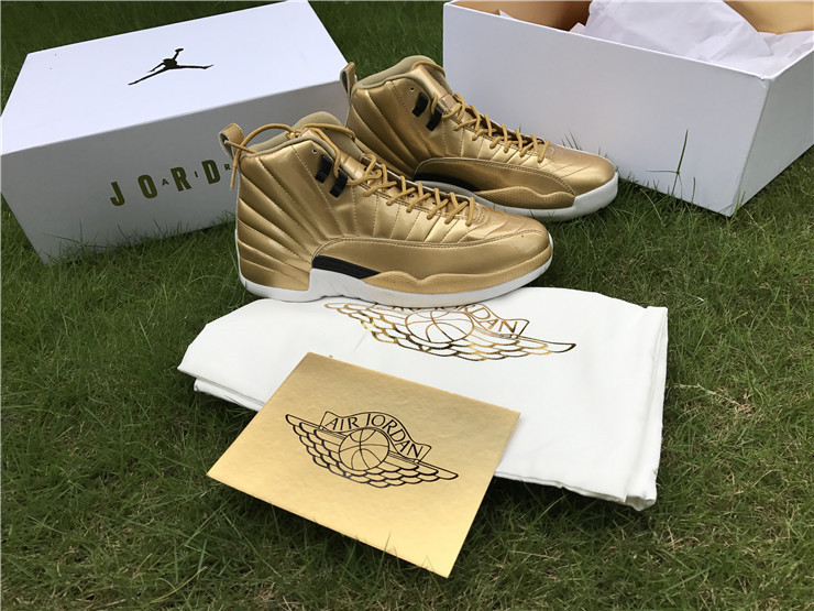 2016 Jordan 12 Pinnacle Gold Shoes